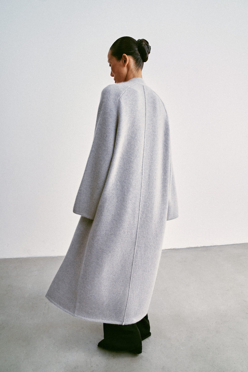 ANGELINA one-button cardigan coat, gray