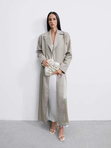 REBECCA trench with satin trim, beige