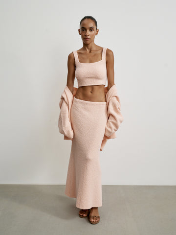 MELANIE cropped boucle top, peach