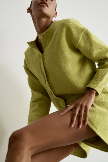 ROMEE textured knit cardigan, lime