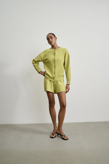 ROMEE textured knit cardigan, lime