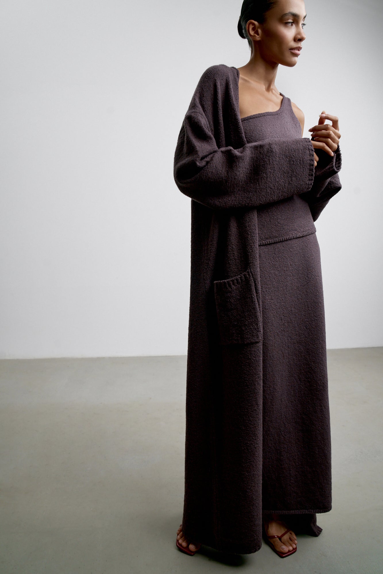 ROMEE cardigan long, ardesia