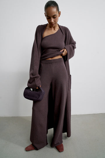 Romee straight leg textured organic cotton pants, ardesia