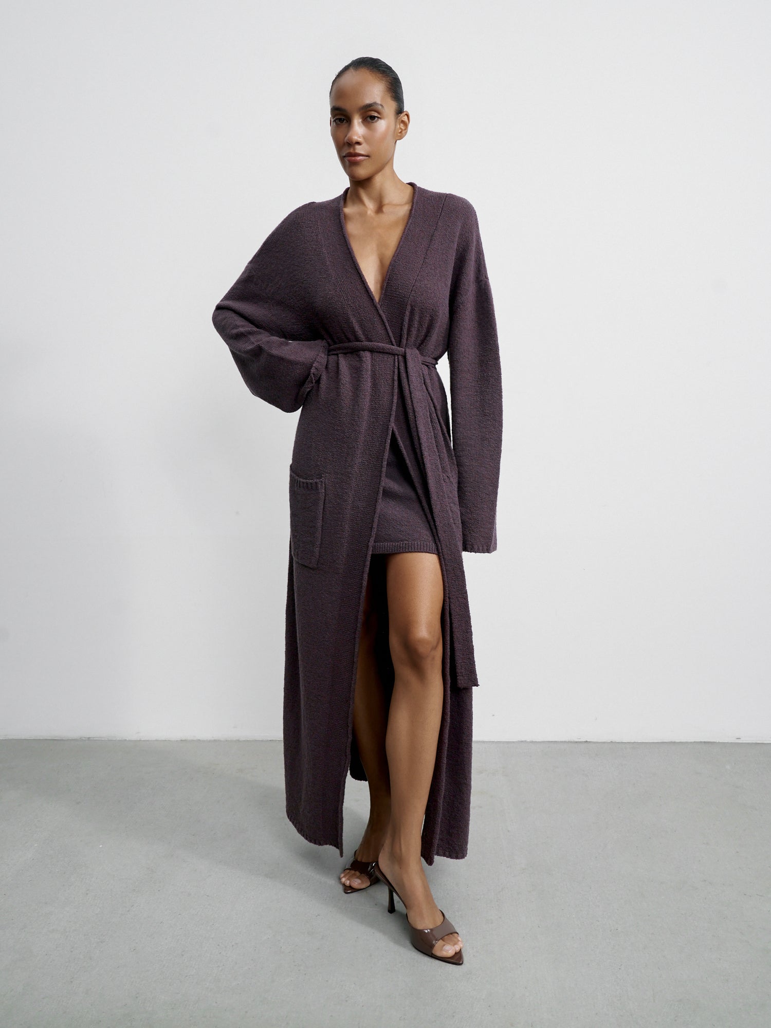 ROMEE cardigan long, ardesia