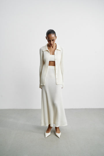 INEZ ribbed knit skirt, milk