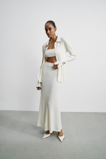 INEZ ribbed knit skirt, milk
