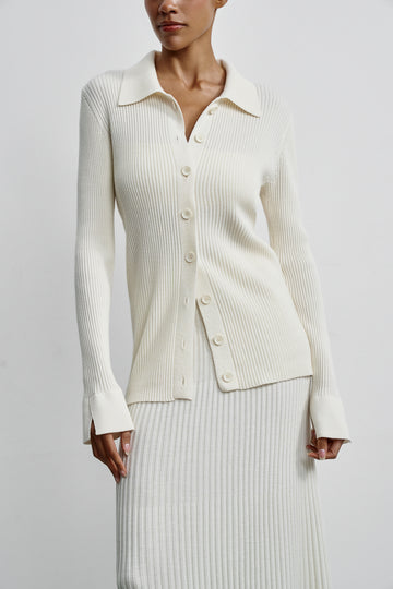 INEZ shirt with flared cuffs, milk