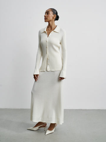 INEZ shirt with flared cuffs, milk