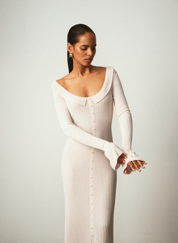 NELLY off-shoulder portrait-collar dress, light pink