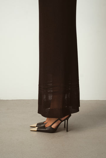 ALEXA openwork panel skirt, black