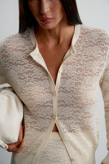 MIA sheer openwork cardigan, milk