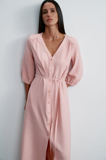 LILIAN lyocell button-front dress, pink