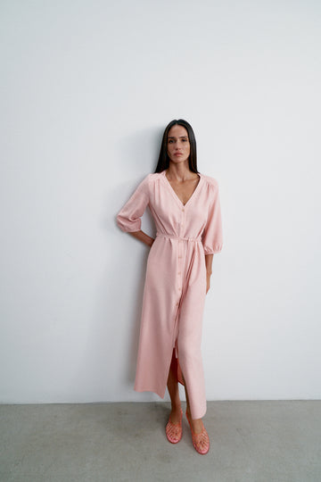 LILIAN lyocell button-front dress, pink