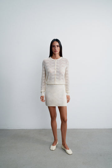 MIA openwork mini skirt, milk