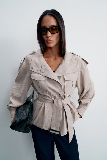 TEONA cropped safari trench, beige