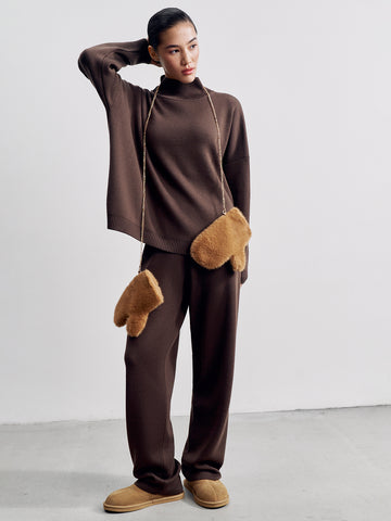 WEEKEND high neck merino wool sweater, chocolate
