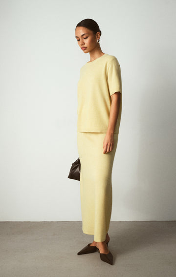 ALINA cashmere skirt, lemon