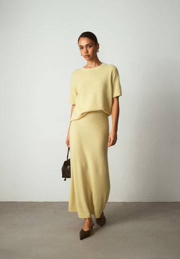 ALINA cashmere skirt, lemon