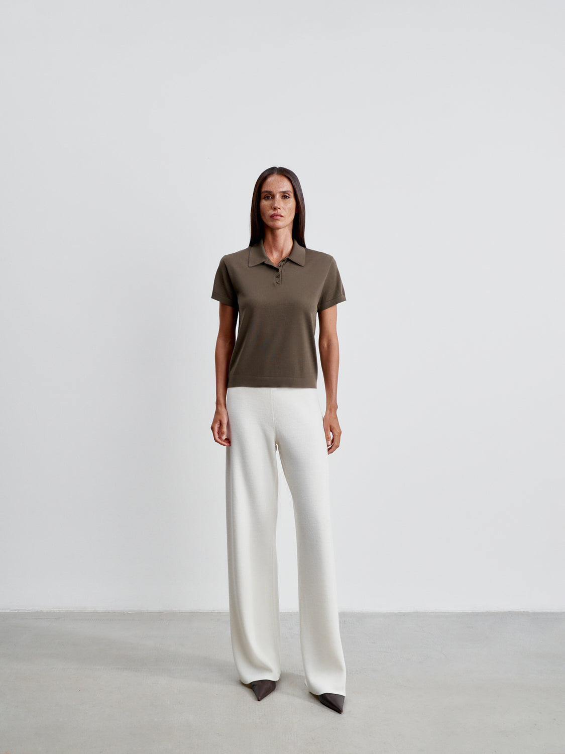 FILIPPA polo jumper, warm gray