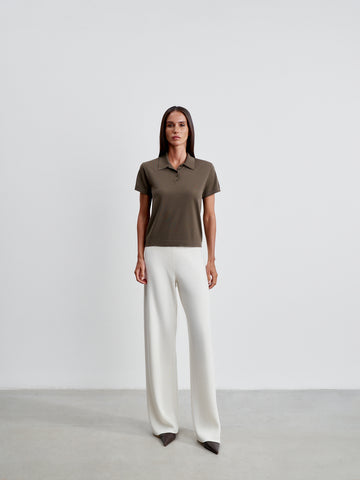 FILIPPA merino wool polo, warm gray