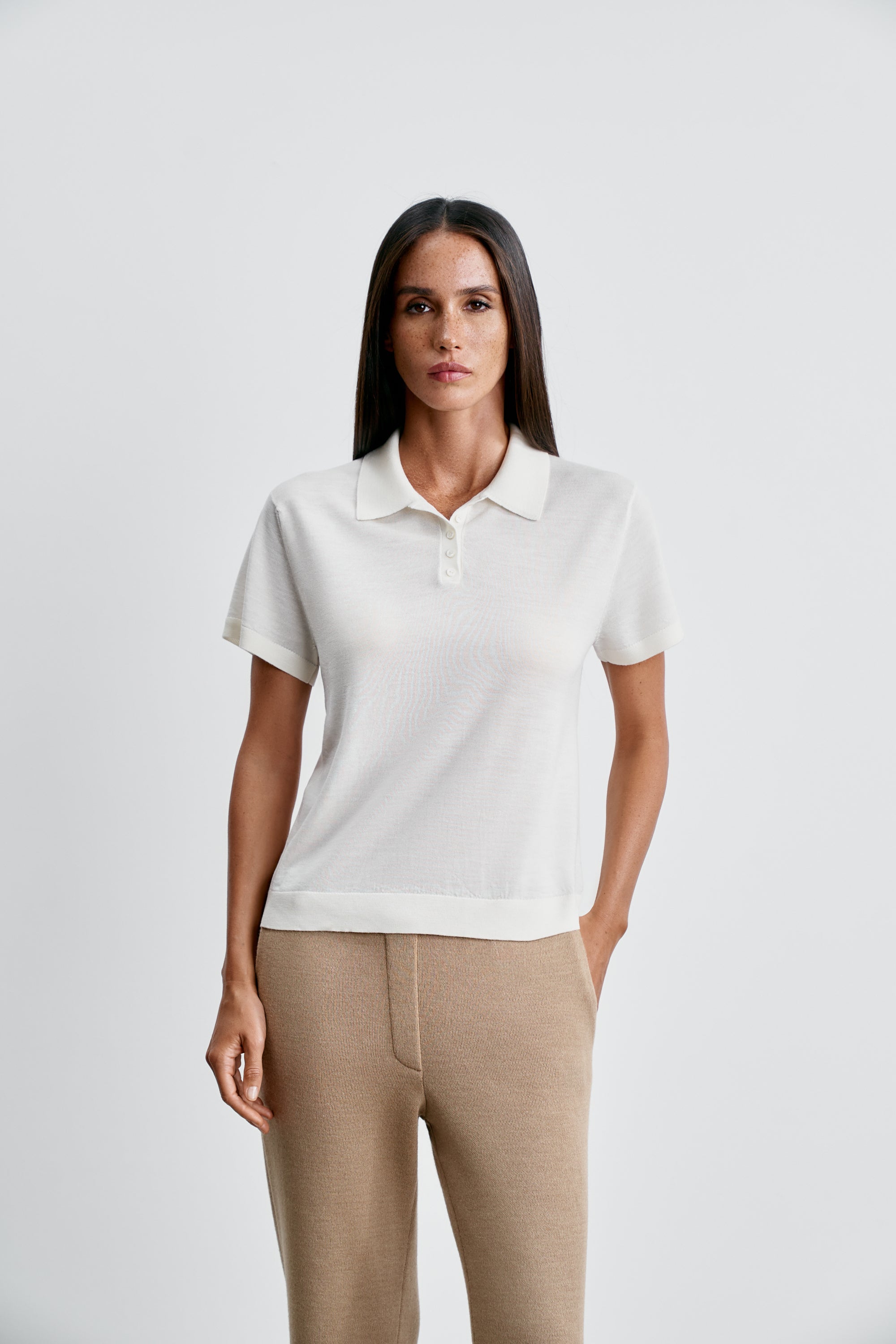 FILIPPA polo jumper, milk