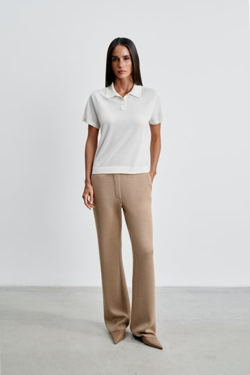 FILIPPA merino wool polo, milk