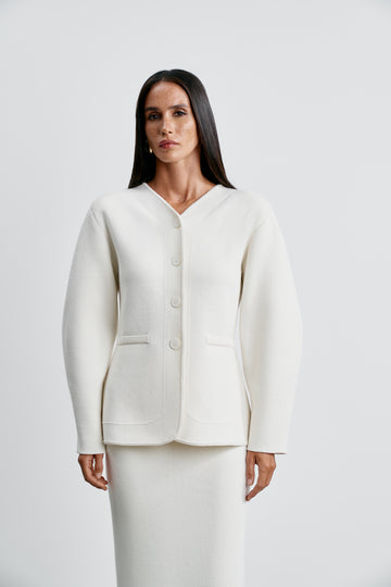TILDA textured wool jacket, milk