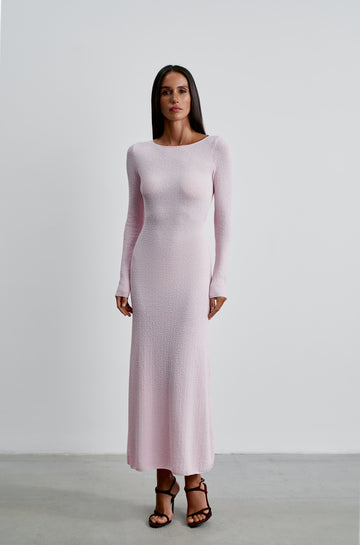 GIGI boucle open-back dress, pink