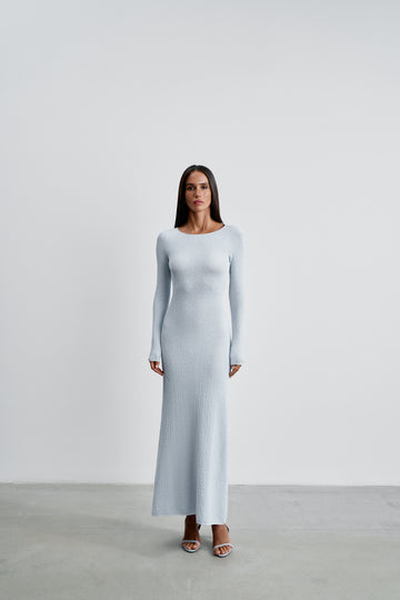 GIGI boucle open-back dress, blue