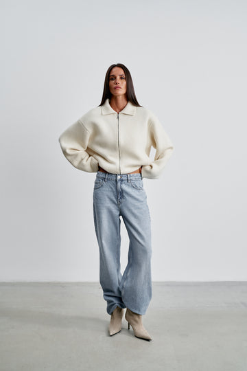 DEEMA merino cashmere bomber, milk
