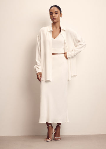 DEYA viscose linen skirt, milk