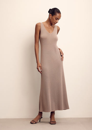 MEDINA basic tank maxi dress, mocha