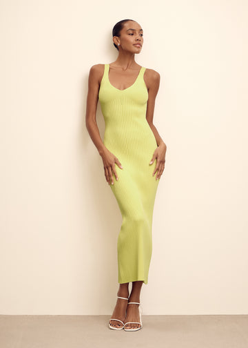 HEIDI ribbed dress, acacia