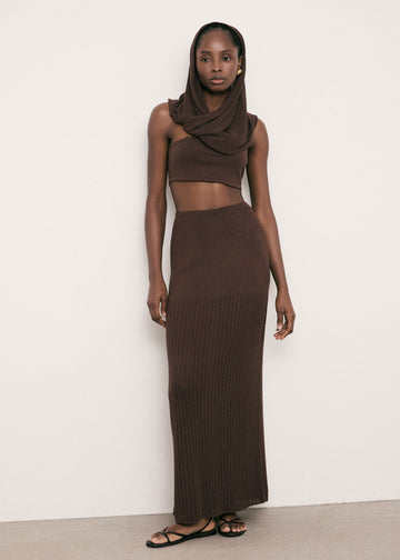 SAINT-TROPEZ adjustable strap bandeau top, chocolate