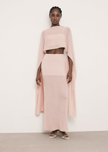 SAINT-TROPEZ cotton pointelle knit palatine, pink