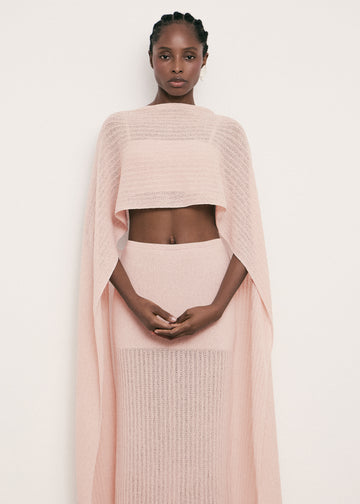 SAINT-TROPEZ cotton pointelle knit palatine, pink