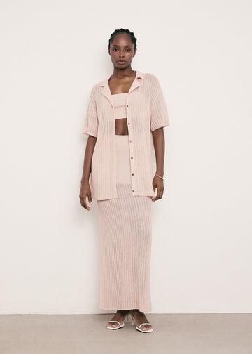 SAINT-TROPEZ openwork knit shirt, pink