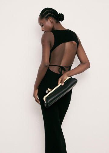 MISHA tie-detail open-back dress, black