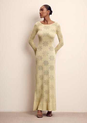 GAYA crochet-flower dress, lemon
