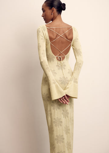 GAYA crochet-flower dress, lemon