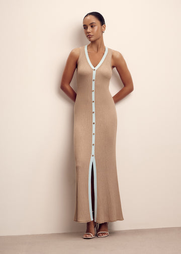 RAFAELLA button-front dress, beige