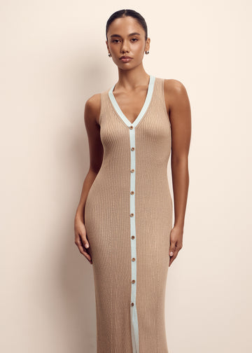 RAFAELLA button-front dress, beige