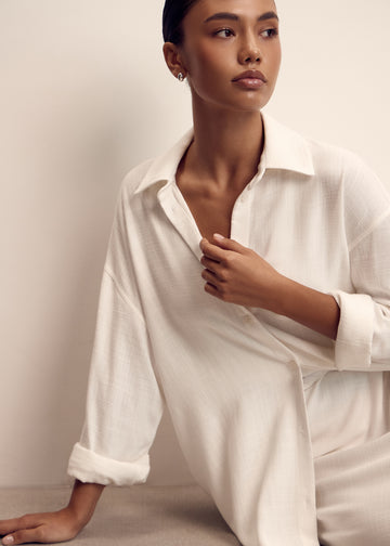 DEYA oversized linen shirt, milk