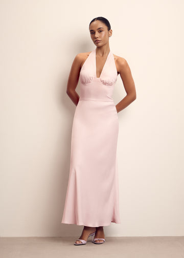 DEVON ruched tie-back dress, pink