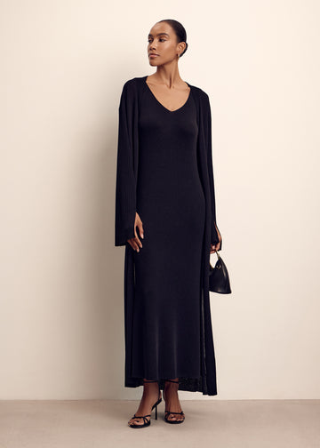 MEDINA longline cardigan with wide sleeves, black