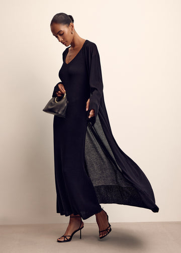 MEDINA longline cardigan with wide sleeves, black