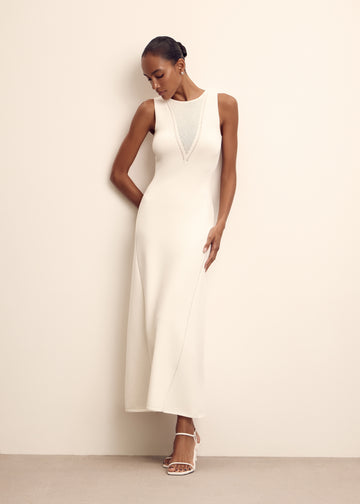 BELLINI lace-insert dress, ivory