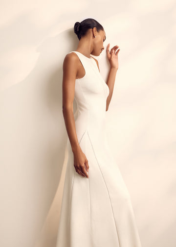 BELLINI lace-insert dress, ivory