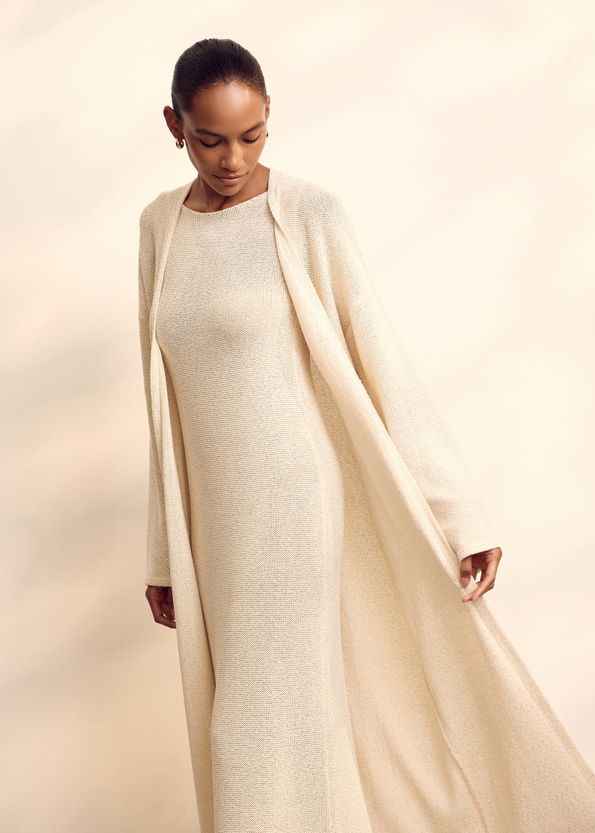 MANOLO cardigan, champagne