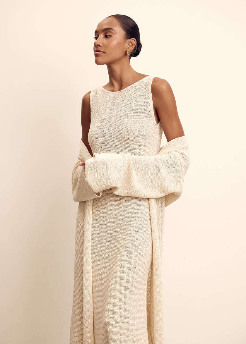 MANOLO cardigan, champagne